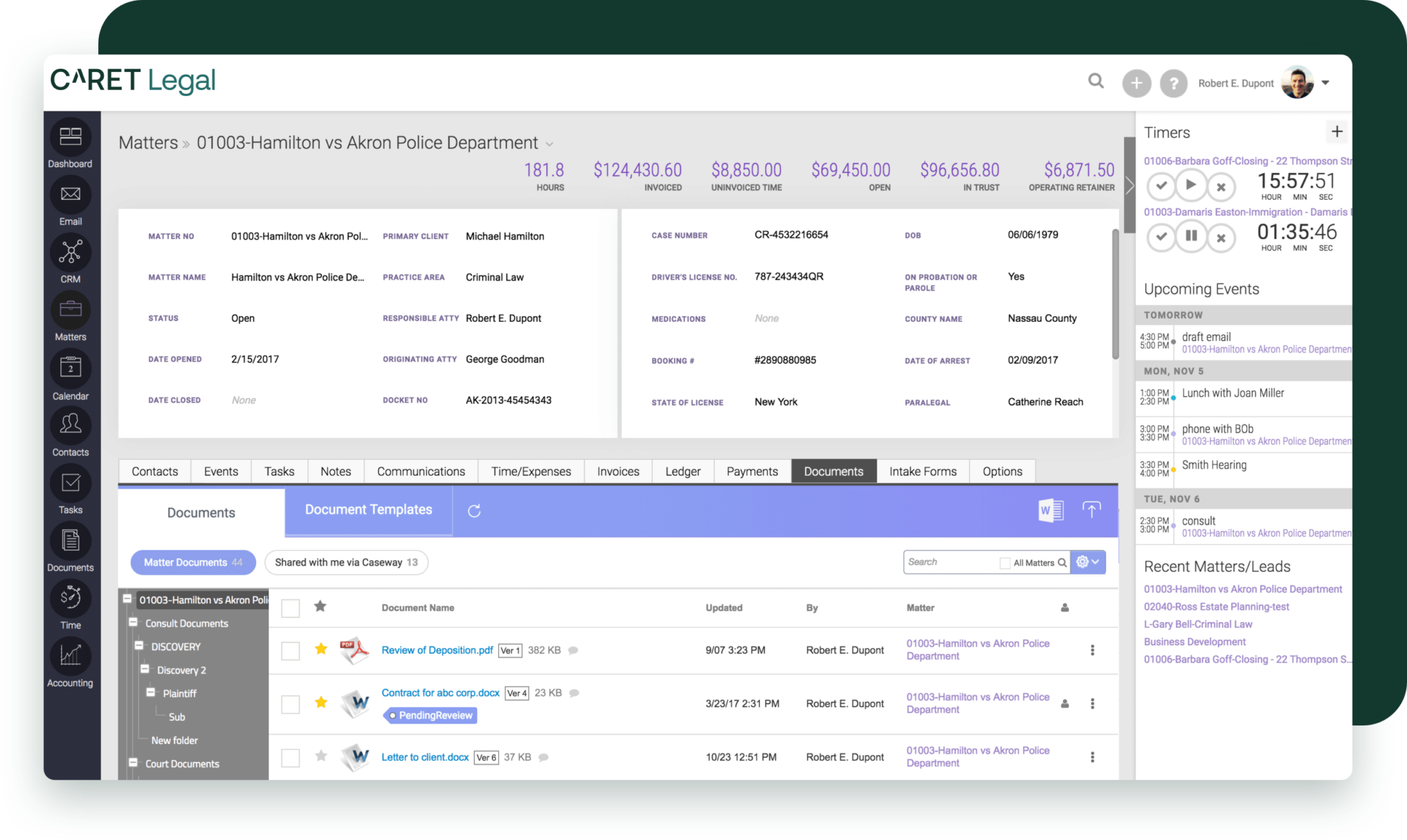 screenshot of CARET Legal